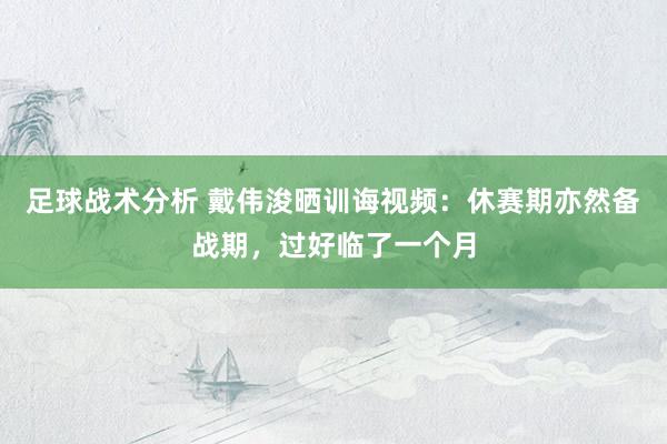 足球战术分析 戴伟浚晒训诲视频：休赛期亦然备战期，过好临了一个月