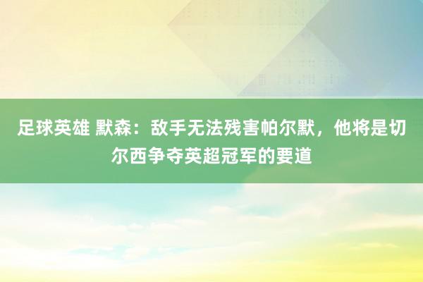 足球英雄 默森：敌手无法残害帕尔默，他将是切尔西争夺英超冠军的要道