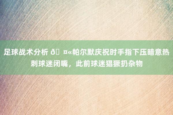 足球战术分析 🤫帕尔默庆祝时手指下压暗意热刺球迷闭嘴，此前球迷猖獗扔杂物