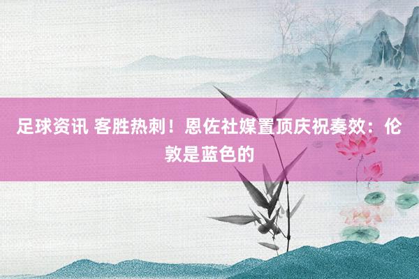 足球资讯 客胜热刺！恩佐社媒置顶庆祝奏效：伦敦是蓝色的