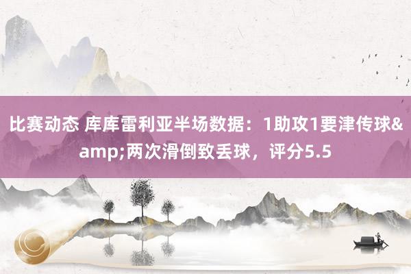 比赛动态 库库雷利亚半场数据：1助攻1要津传球&两次滑倒致丢球，评分5.5