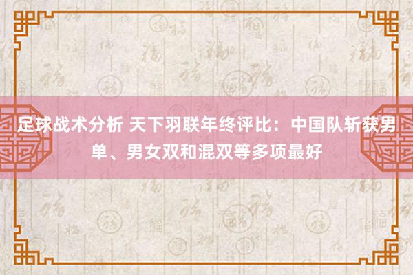 足球战术分析 天下羽联年终评比：中国队斩获男单、男女双和混双等多项最好